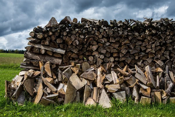 草原に薪を積み上げ — ストック写真