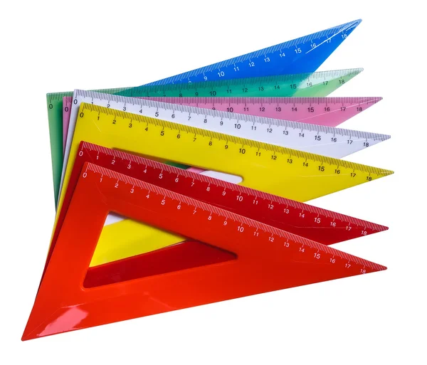 Colorful RULLERS FOR MATHEMATICS AND GEOMETRY IN SCHOOL — Stock Photo, Image