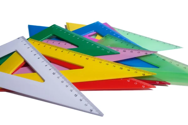 Colorful RULLERS FOR MATHEMATICS AND GEOMETRY IN SCHOOL — Stock Photo, Image