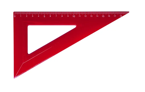 Plastik kırmızı üçgen cetvel — Stok fotoğraf