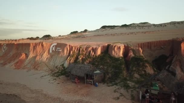 Vista Aérea Por Dron Símbolo Canoa Quebrada Beach Cear Brasil — Vídeos de Stock