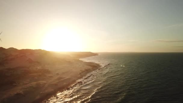 Vista Aérea Sobre Luz Exposta Pelo Pôr Sol Penhasco Areia — Vídeo de Stock