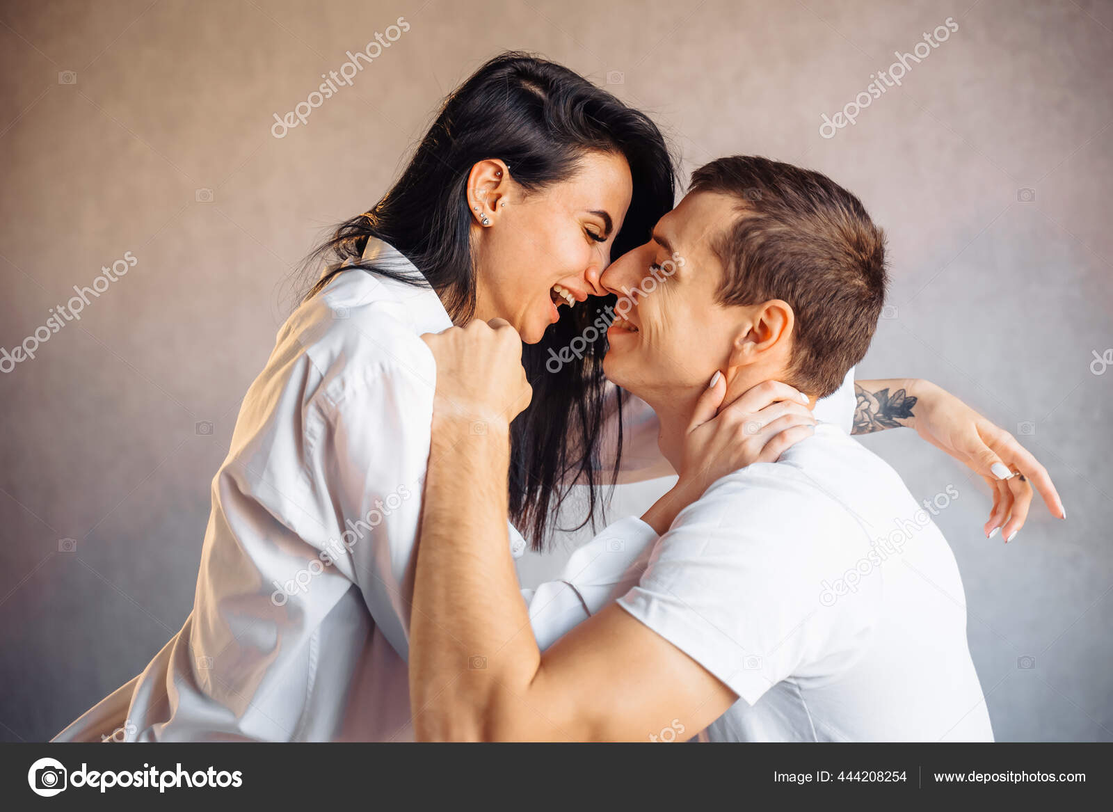 Beautiful Passionate Couple Having Sex Bed Cheerful Romantic Lovers Hugging Stock Photo by ©dariaagaf 444208254 picture