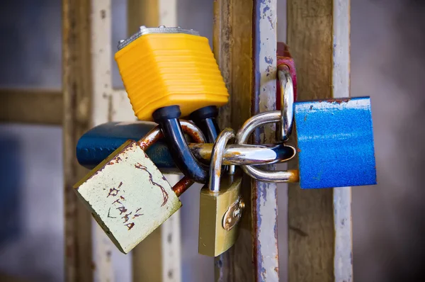 Padlocks on fence in Prague, symbol of love — Stock Photo, Image