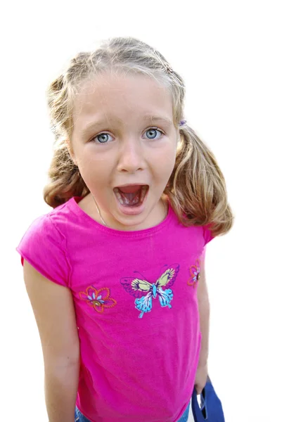 Krásná dívka křičí výraz Royalty Free Stock Obrázky