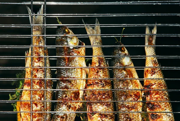 Fresh fishes on the BBQ — Stock Photo, Image