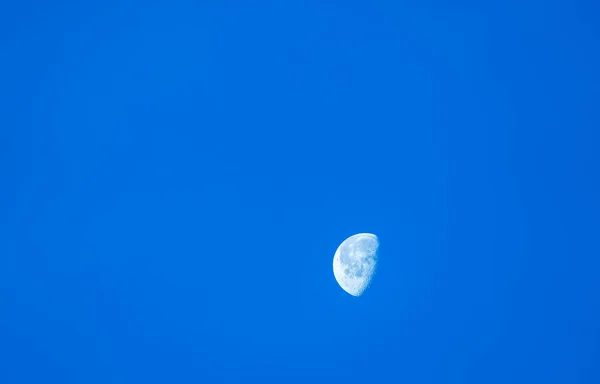 在一个美丽的早晨 蓝天的月亮开始了 — 图库照片