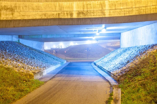 Durante Niebla Una Calle Bicicletas Por Noche Borde Una Ciudad — Foto de Stock