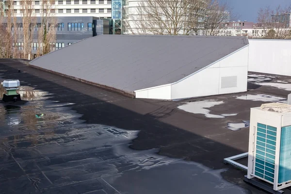 Büyük Bir Spor Salonunda Çatısı Olan Eğimli Bir Çatı Var — Stok fotoğraf