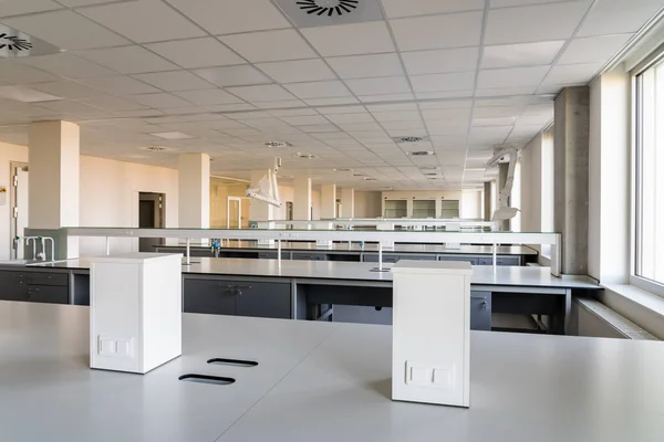 in an new building there are labs with lab furniture