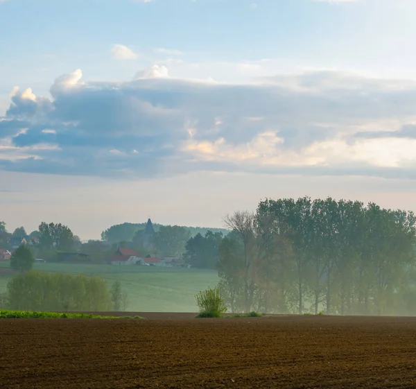 Schöne Landschaft Den Flämischen Ardennen Mit Einem Haus Einer Straße — Stockfoto