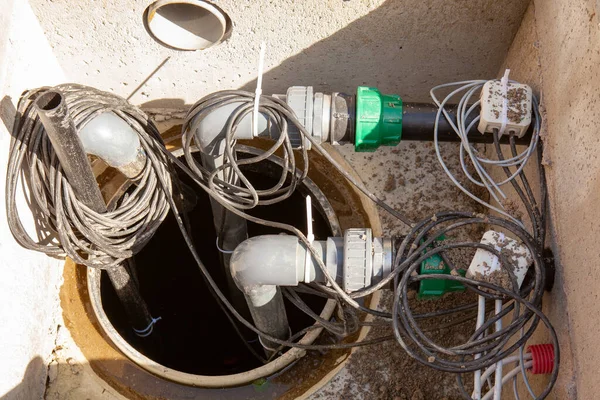 Well Pumps Pipes Rainwater Installation — Stock Photo, Image