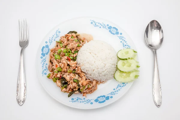 Thailändisches Gericht, pat kapow — Stockfoto