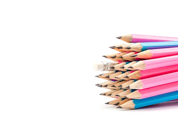 Color pencils whit eraser — Stock Photo, Image