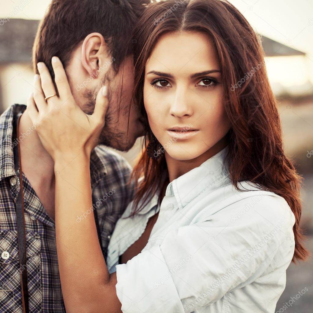 Stunning closeup portrait of young couple