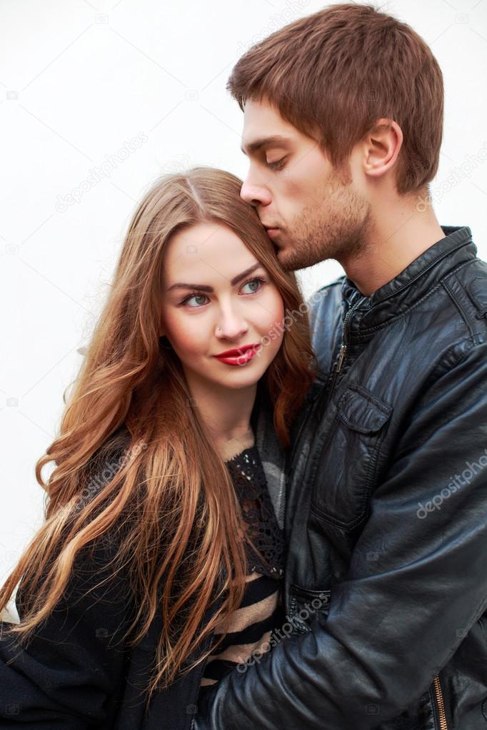 stylish couple posing outdoor