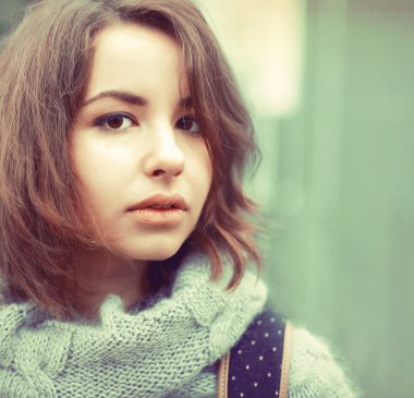 young pretty woman in cold weather