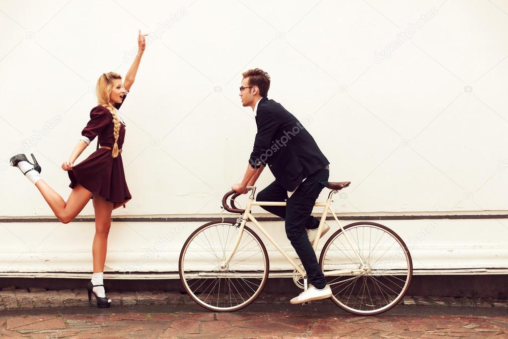 vintage hipster pretty couple
