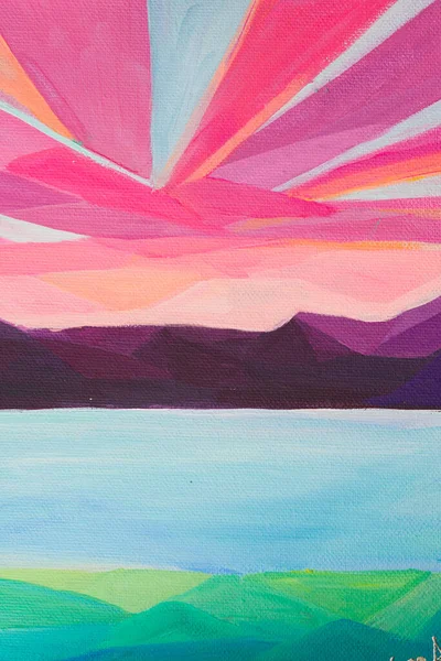 Photo avec coucher de soleil violet peint sur la rive de la rivière — Photo