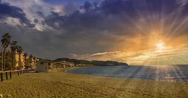Strand Der Stadt Herradura Bei Sonnenuntergang Granada — Stockfoto