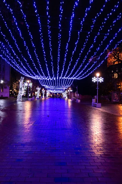 Varna Noel Işıkları Bulgaristan Şehir Merkezi Aralık 2020 — Stok fotoğraf