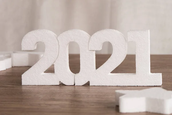 Branco 2021 Novo Número Ano Fundo Preto — Fotografia de Stock