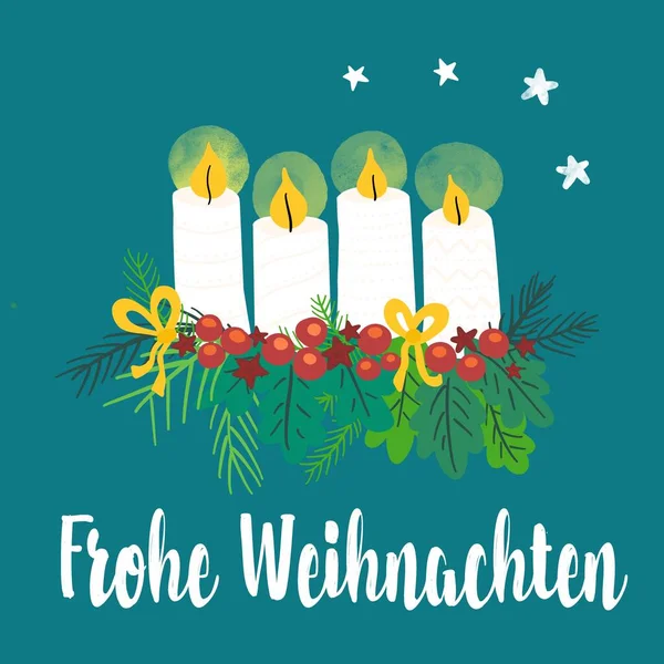Joyeux Noël circulaire couronne de l'Avent avec des arcs et des baies et des branches de pin. Tradition de vacances allemande — Photo