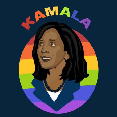 Viyana, Avusturya, 11.2020 Kamala Harris el resmi. Kamala, Amerikan bayrağıyla güneş gözlüğü takıyor. Vatansever ABD 'li güçlü kadınlar, feminist portre. ABD Seçim 2020