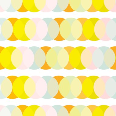 Basit geometrik noktalar pastel renklerde pürüzsüz arkaplan. Üst üste binen dairelerin soyut yineleme şablonu yatay satırlar. Soyut görüntü canlı renkler. Kumaş, tekstil ve ağ için uygun