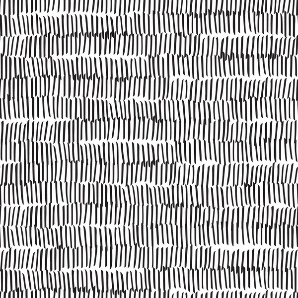 Fondo sin costuras dibujado a mano trazos negros. Patrón vectorial abstracto textura monocromática. Repita el fondo de la carrera del cepillo de azulejos. Étnico moderno hipster telón de fondo. — Vector de stock