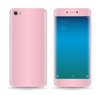 Vektör gerçekçi akıllı telefon pembe izole. 