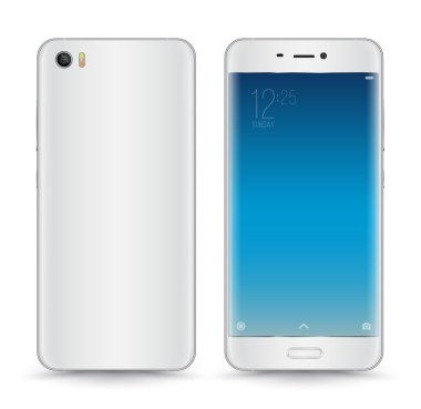 Vektör gerçekçi beyaz gri akıllı telefon izole. 