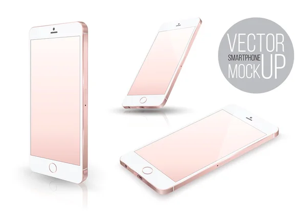 Realistic smartphone front perspective set iphone style mockup. — Stock Vector