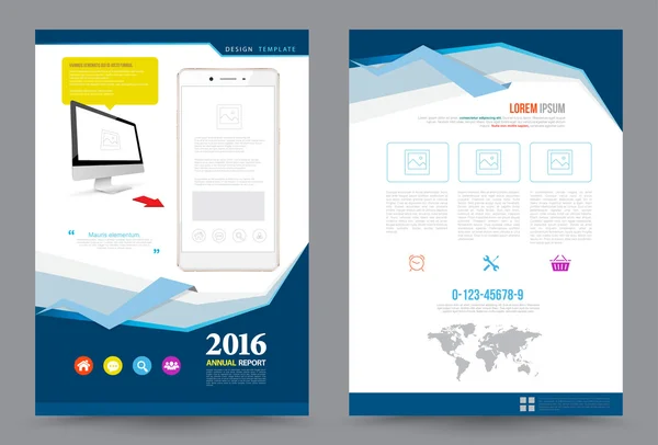 年次報告書デザイン チラシ パンフレット フライヤー テンプレート A4 サイズをカバーします。 — ストックベクタ