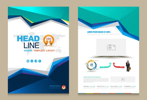 Cover laporan tahunan Leaflet Brosur Flyer template Ukuran A4 desain - Stok Vektor