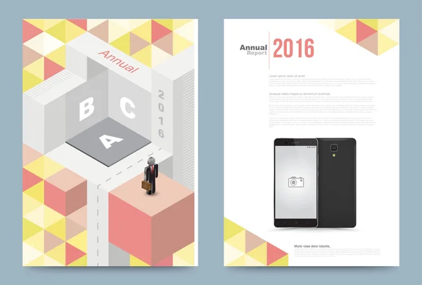 年次報告書デザイン チラシ パンフレット フライヤー テンプレート A4 サイズをカバーします。 — ストックベクタ