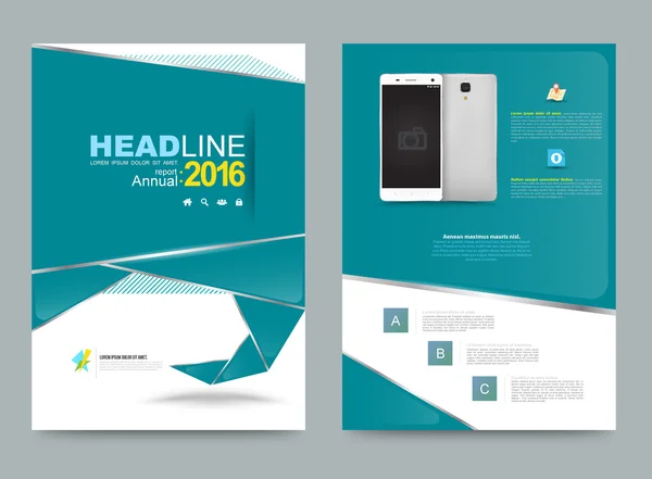 Cover laporan tahunan Leaflet Brosur Flyer template Ukuran A4 desain - Stok Vektor