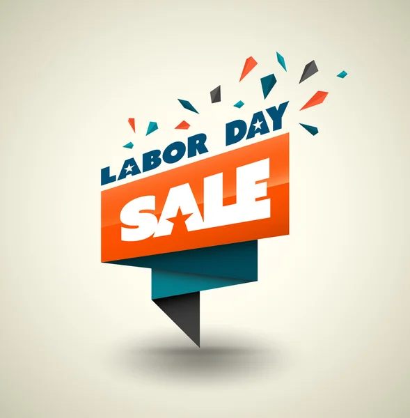 Labor Day Sale modernes Origami-Papier-Banner — Stockvektor