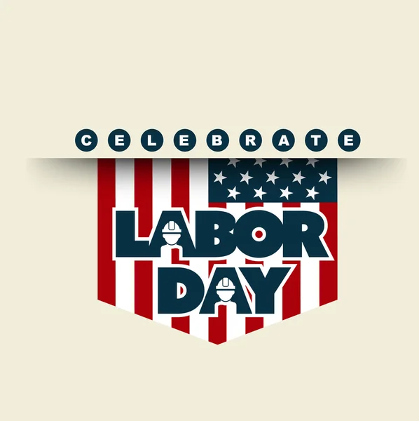 Bandera americana con tipografía celebra el Día del Trabajo — Vector de stock