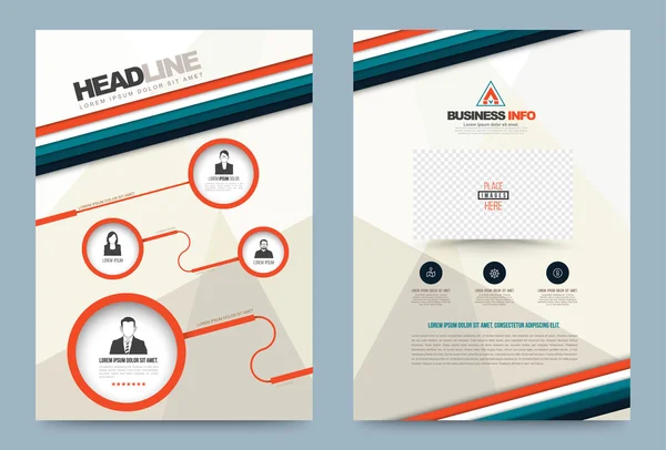 Jaarlijkse brochure flyer ontwerp rapportsjabloon vector stijl van de cirkel en strips — Stockvector