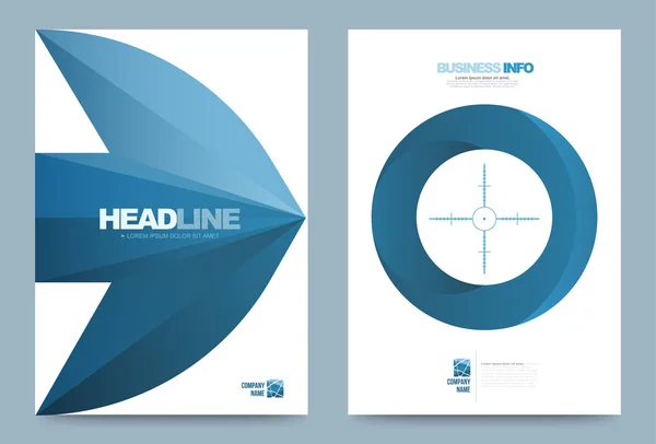 Blauwe jaarlijkse verslag brochure flyer ontwerp sjabloon vector doel pijlstijl — Stockvector