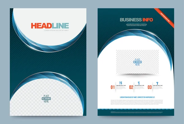 Blue green Annual report brochure flyer design template vector curve metal style — Stock Vector