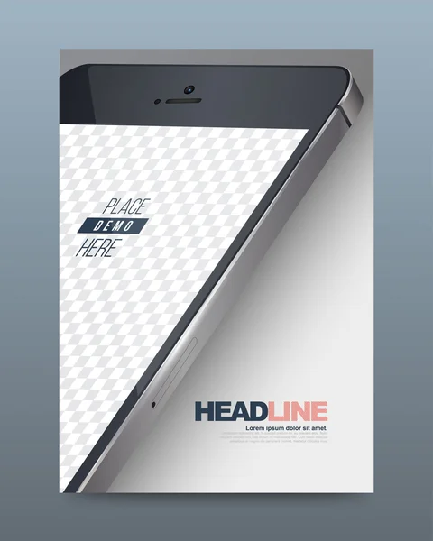 Smartphone broşür afiş tasarım şablonu vektör — Stok Vektör