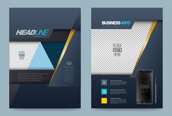 Donker blauwe jaarlijkse verslag brochure flyer ontwerp sjabloon vector — Stockvector