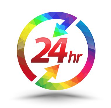 24hr ok daire sembolü. Vektör çizim.