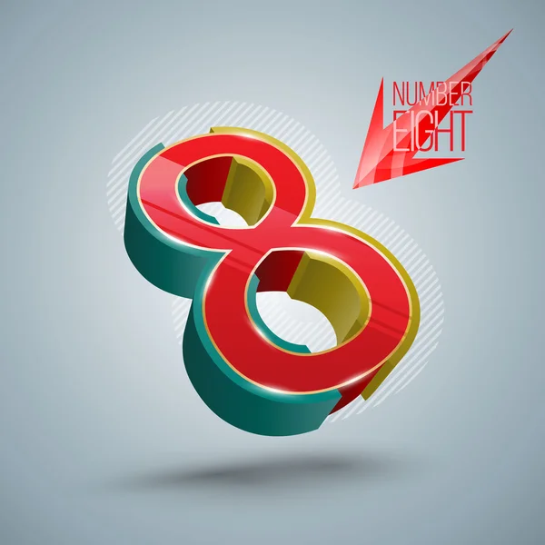 Numéro vectoriel Huit style 3D. Illustration vectorielle — Image vectorielle