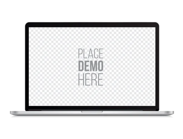 Portátil frente maqueta macbook estilo aislado en el fondo blanco. Ilustración vectorial — Vector de stock