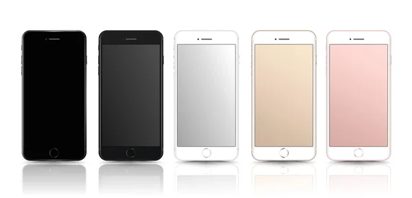 Nouvelle collection réaliste smartphone téléphone mobile iPhone 7 modèles de style avec écran blanc isolé sur fond blanc. Illustration vectorielle. pour l'impression et l'élément web, Jeu et maquette d'application . — Image vectorielle