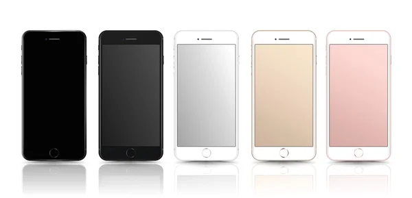 Новий реалістичний мобільний телефон смартфон колекція iPhone 7 стилі макети з порожнім екраном ізольований на білому фоні. Векторна ілюстрація. для друку і веб-елемент, гра і макет програми. Векторна Графіка
