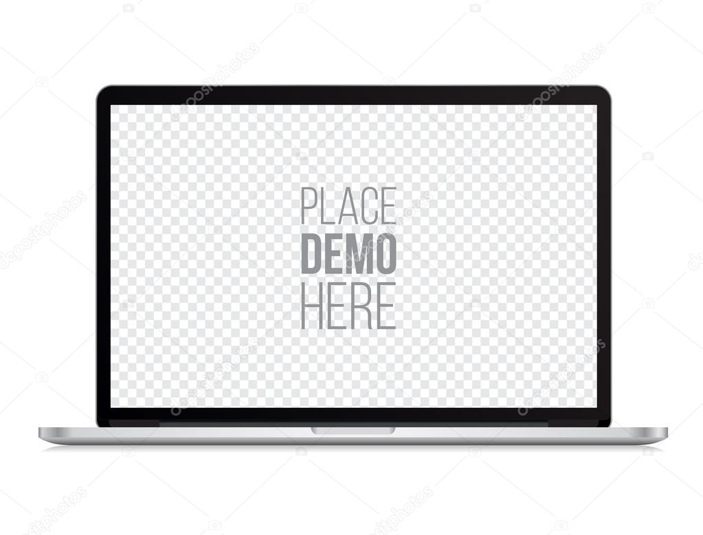 laptop front mockup macbook style isolated on the white background. Vector illustration